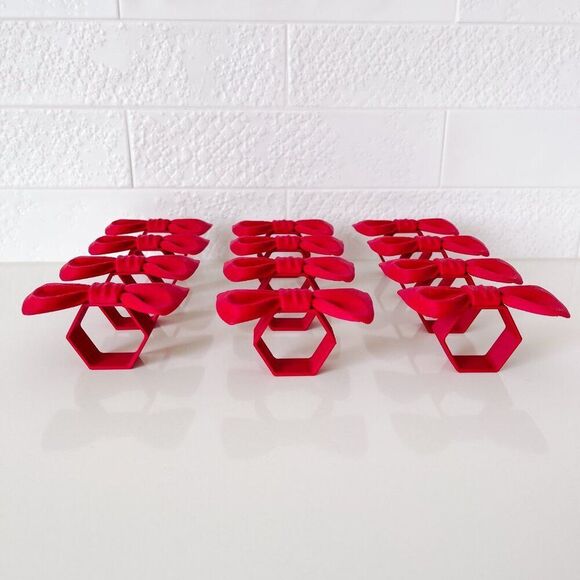 Stylish Bow Napkin Rings – Burgundy Red - Handmade - Wedding Party Event Planner - Picture 10 of 12